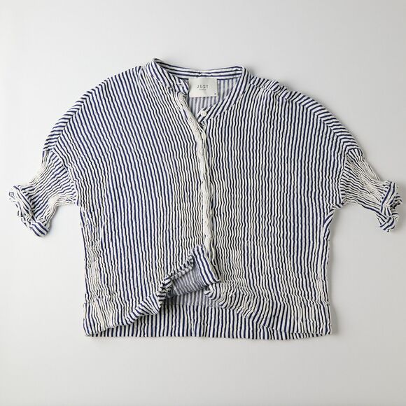 Just Female Blouse Shirt Women's Medium Striped Classic Resort Costal Preppy - Picture 5 of 8